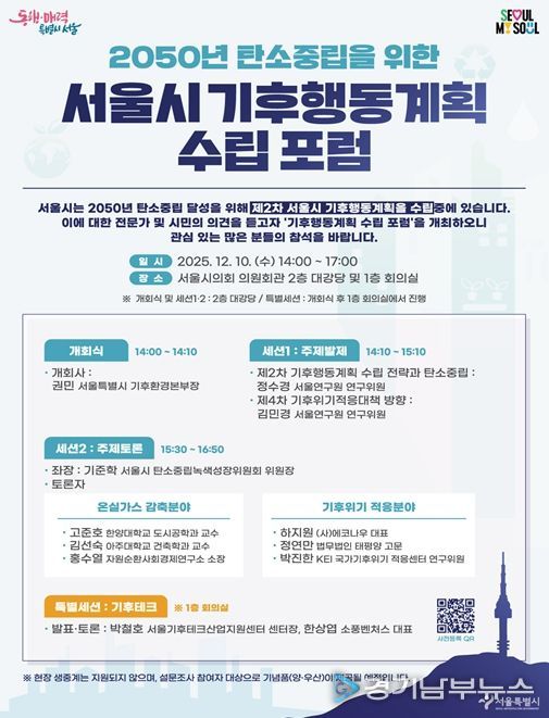 '2050 서울시 기후행동계획 수립 포럼'포스터