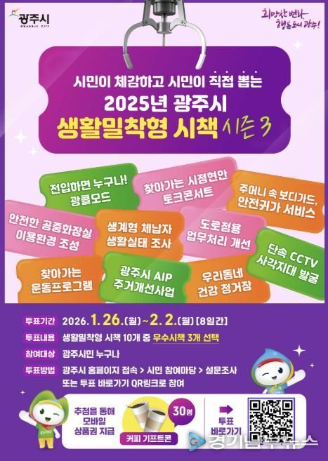 광주시, ‘2025년 생활밀착형 우수 시책’ 시민 온라인 투표 실시