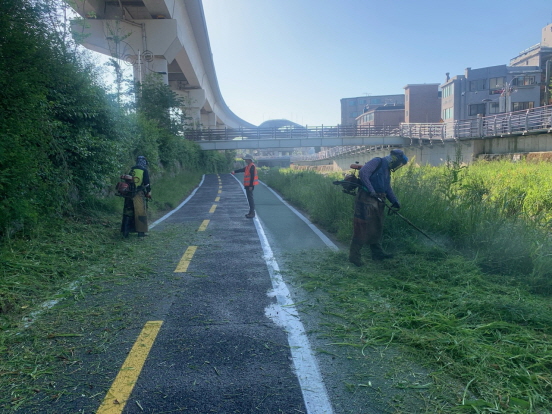 용인특례시 처인구가 주요 하천 산책로 제초작업 진행한다